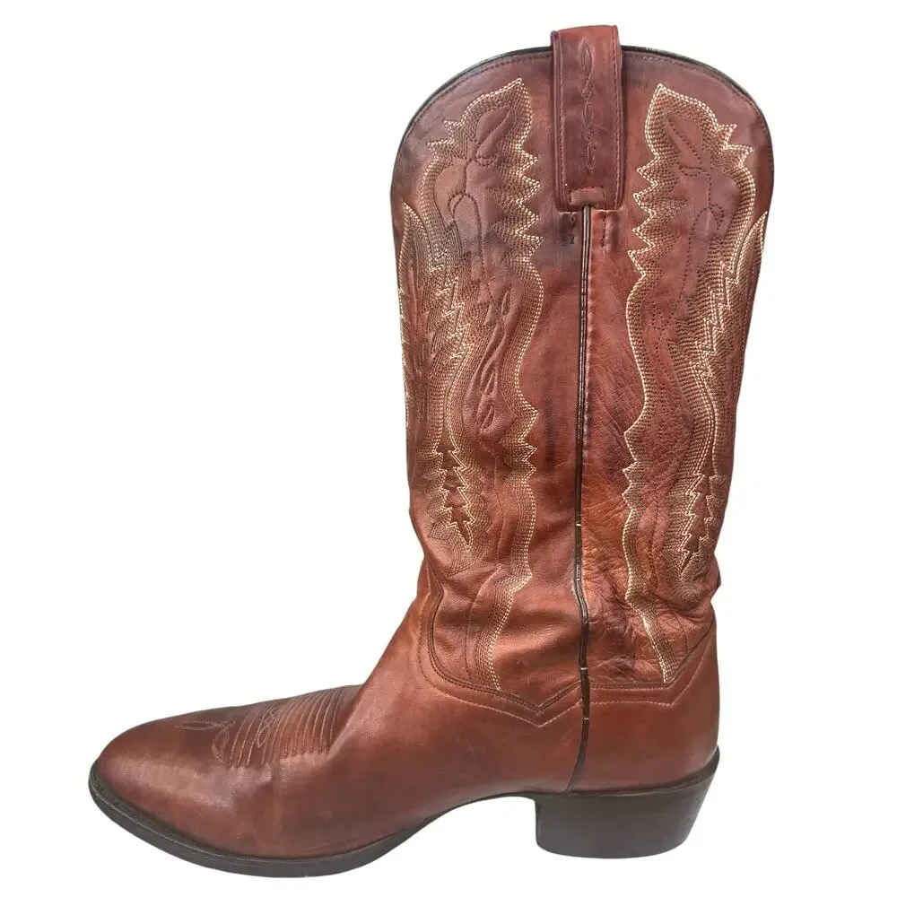 Vintage Dan Post Men’s Brown Leather Western Cowboy Boot Size US 9.5 EW